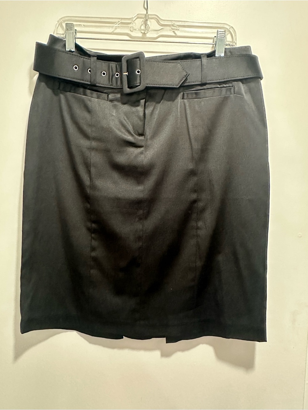 XXi Black Belted Satin Pencil Skirt
